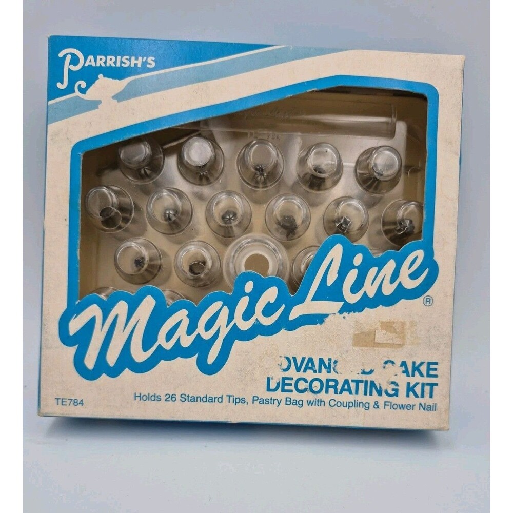 Vintage Parrish's Magic Line TE784 Cake Decorating Kit 1982 Tips Case Box